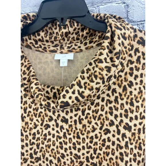 J. Jill  Leopard Print Cowl Neck Pullover LS  Top Shirt  Size 2X - Picture 5 of 9
